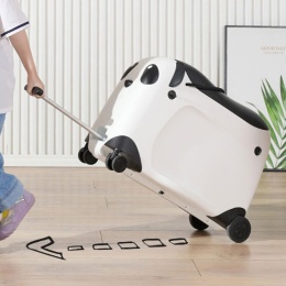 Walizka dziecięca z siedziskiem i kółkami – podróżna jeździk Czarna wygodna