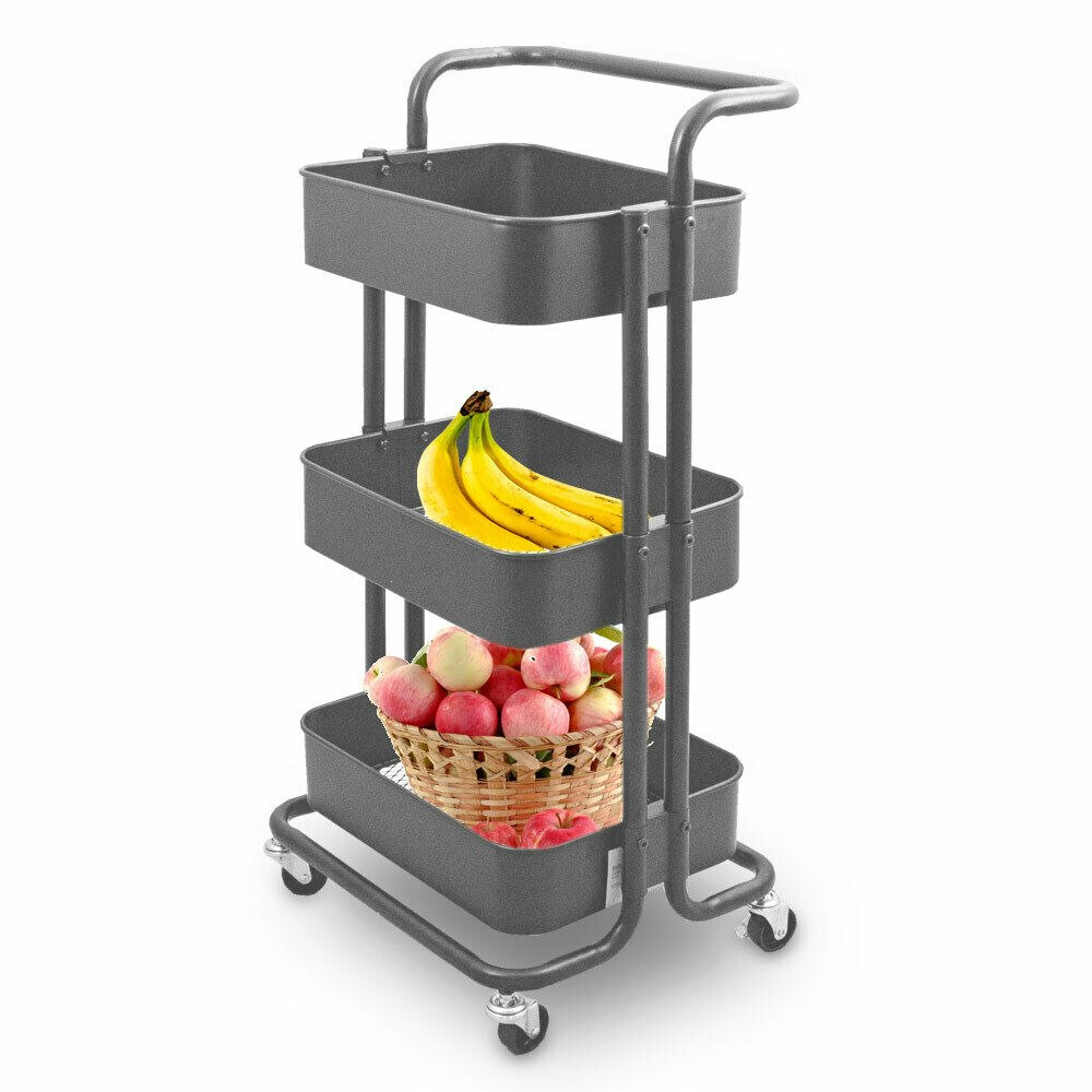 Mobilny Koszyk Regał kuchenny Wózek Szary na Kółkach Przybornik Mobilny Koszyk Regał kuchenny Wózek Szary na Kółkach Przybornik