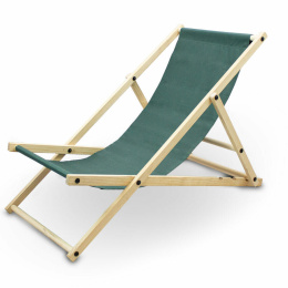 Zielone Krzesełko plażowe leżak ogrodowy drewniany Składany z regulacją wysokości