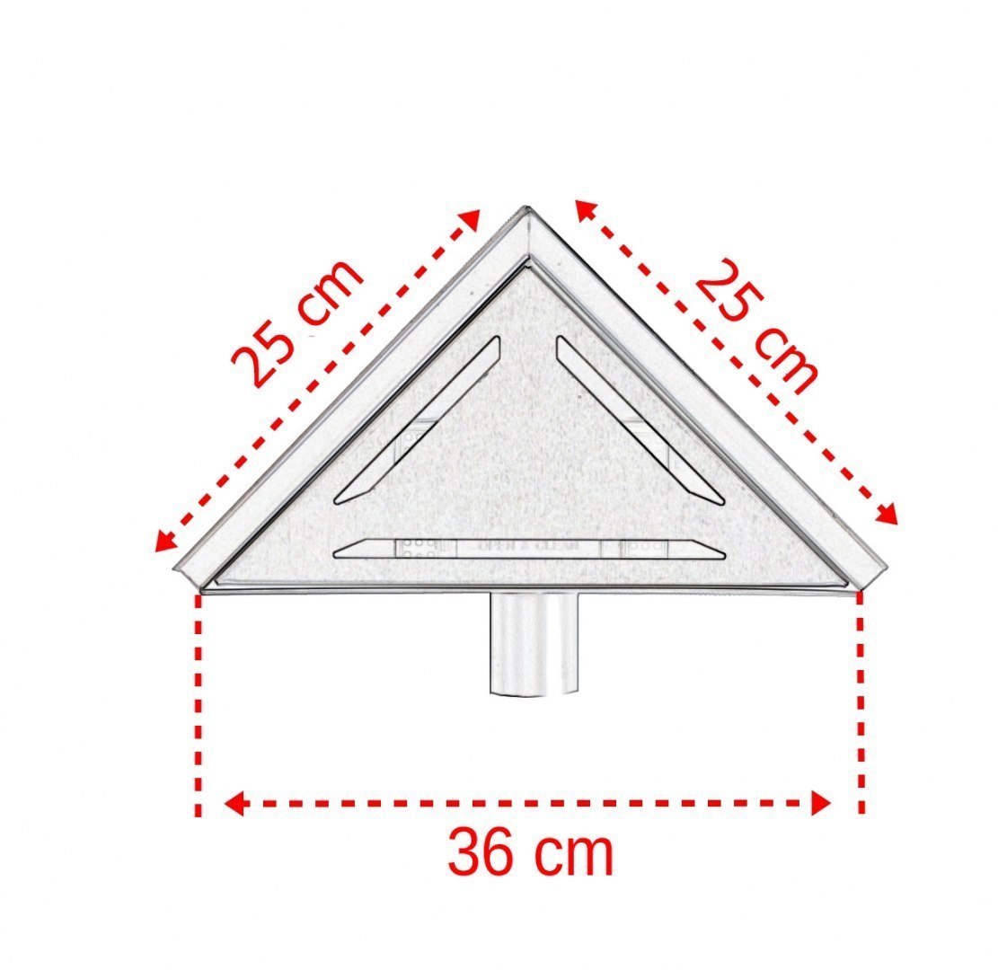 Odpływ trójkątny narożny 25x25x36cm prysznicowy podłogowy kratka ściekowa