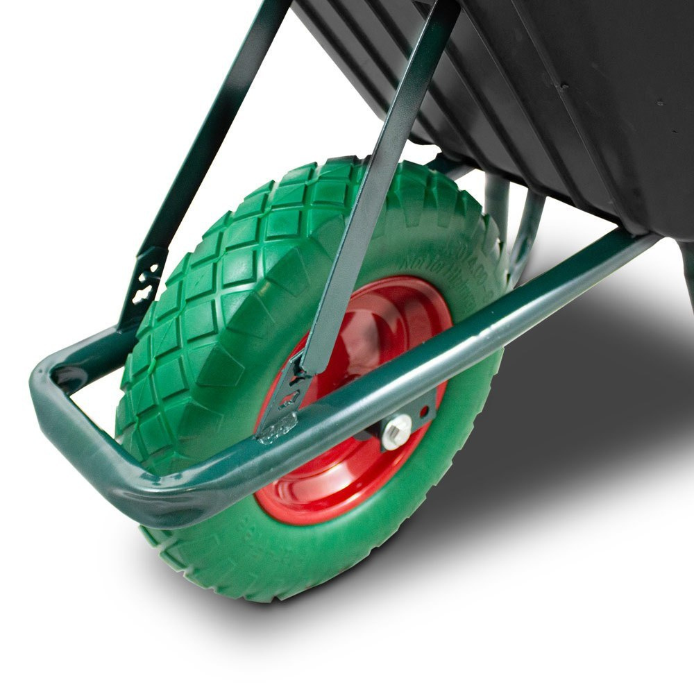 Taczka z misą PVC mocna z kołem pełnym zielone Ogrodowy wózek 250kg