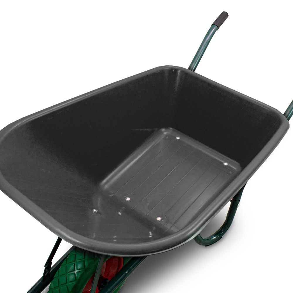 Taczka z misą PVC mocna z kołem pełnym zielone Ogrodowy wózek 250kg Taczka z misą PVC mocna z kołem pełnym zielone Ogrodowy wózek 250kg