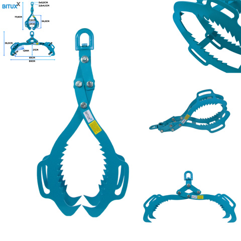 Chwytak do drewna 520mm 800kg kleszcze samozaciskowe do pni Bituxx