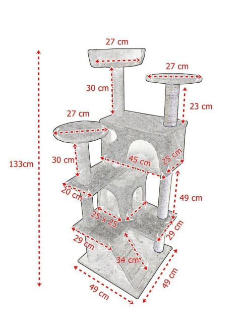 DRAPAK DLA KOTA DRZEWKO LOKUM LEGOWISKO 133CM JASNO-SIWY DRZEWKO DRAPAK DLA KOTA DRZEWKO LOKUM LEGOWISKO 133CM JASNO-SIWY DRZEWKO