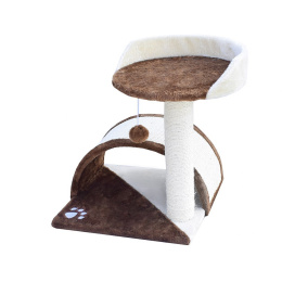 Drapak/budka dla Kota kotów ze sznurem sizalowym oraz platformą widokową biało-brązowy