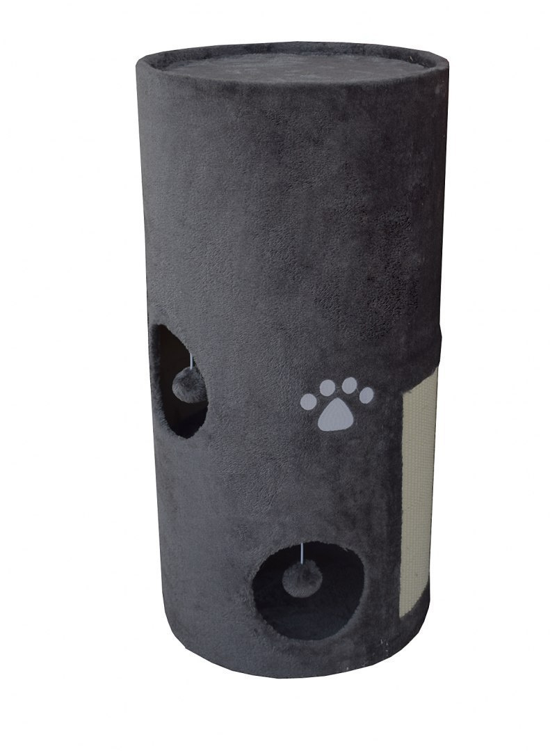 Wieża dla kota Drapak pluszowy 78cm Legowisko dla kotów TUBA siwa