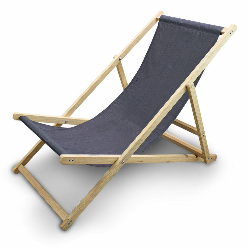 Mocne Krzesło plażowe leżak regulowany Czarny na plażę do ogródka